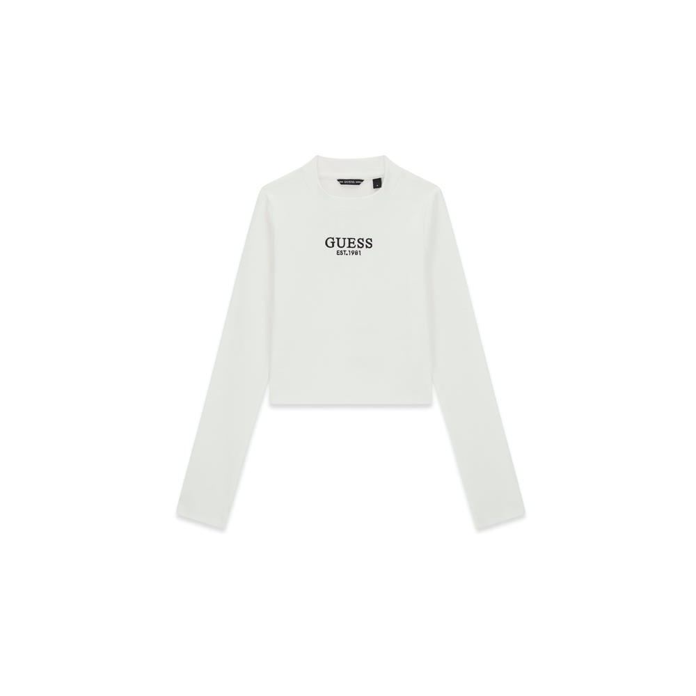 ΜΠΛΟΥΖΑ CROP RIP SLIM FIT GUESS  ΛΕΥΚΟ